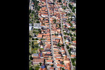 Aerial photograpy of Street - road guidance of Rheinstrasse in Kandel in the state Rhineland-Palatinate
