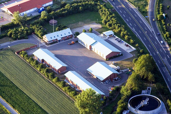 Routing and traffic lanes during the highway exit and access the motorway A 65 and Highway mastery Kandel in Kandel in the state Rhineland-Palatinate