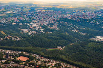 Aerial view of City view from the east in Pirmasens in the state Rhineland-Palatinate, Germany