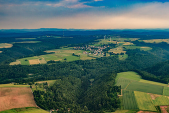 Village view from the north in Obersimten in the state Rhineland-Palatinate, Germany