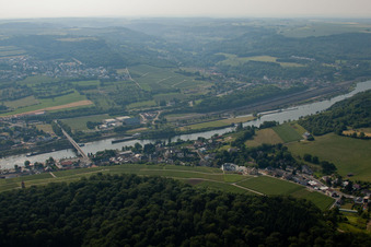 Aerial view of Schengen in the state Remich, Luxembourg