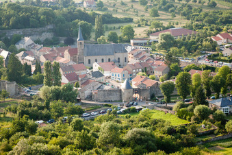 Aerial view of Rodemack in the state Moselle, France