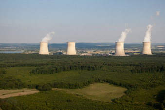 Aerial view of EDF nuclear center from the west in Cattenom in the state Moselle, France