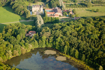Aerial view of Château de La Grange in Manom in the state Moselle, France
