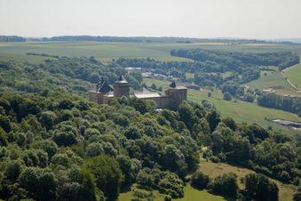 Aerial photograpy of Château Mensberg in Manderen in the state Moselle, France