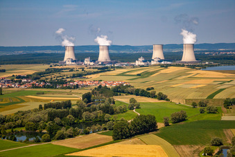 Building remains of the reactor units and facilities of the NPP nuclear power plant in Cattenom in Alsace-Champagne-Ardenne-Lorraine, France