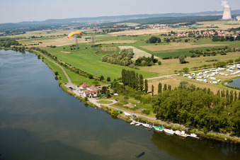 Moselle ferry pier in Kœnigsmacker in the state Moselle, France