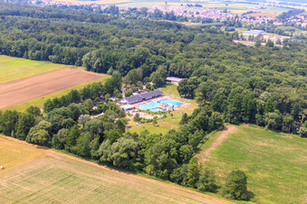 Aerial view of Forest swimming pool in Kandel in the state Rhineland-Palatinate, Germany
