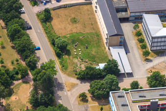 Aerial photograpy of IGS school garden in Kandel in the state Rhineland-Palatinate, Germany