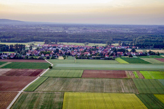 Village from the south in Knittelsheim in the state Rhineland-Palatinate, Germany