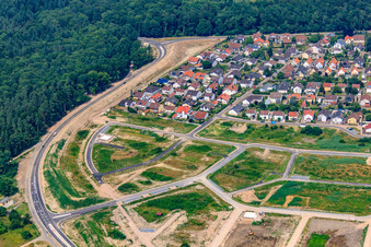 New Development Area West in Jockgrim in the state Rhineland-Palatinate, Germany from the plane