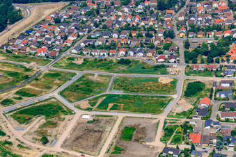 Bird's eye view of New Development Area West in Jockgrim in the state Rhineland-Palatinate, Germany