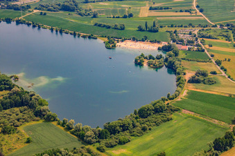 Beach at the Johanneswiese quarry lake in Jockgrim in the state Rhineland-Palatinate, Germany