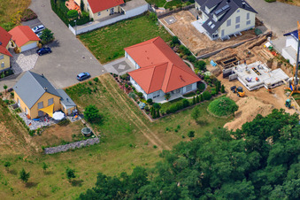 Aerial view of Hawthorn Trail in the district Hardtwald in Neupotz in the state Rhineland-Palatinate, Germany