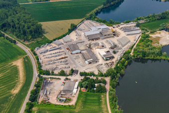 Aerial view of Concrete pipe plant Finger Beton in Kuhardt in the state Rhineland-Palatinate, Germany