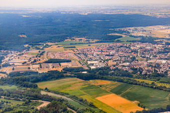 Oblique view of City view from the southeast in Germersheim in the state Rhineland-Palatinate, Germany