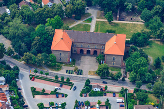 Aerial view of Ludwig Gate in Germersheim in the state Rhineland-Palatinate, Germany