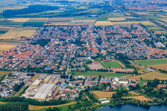View of the town from the south in Neulußheim in the state Baden-Wuerttemberg, Germany