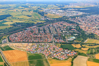 Aerial view of South Ring in Hockenheim in the state Baden-Wuerttemberg, Germany