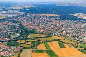 City view from the south in Hockenheim in the state Baden-Wuerttemberg, Germany
