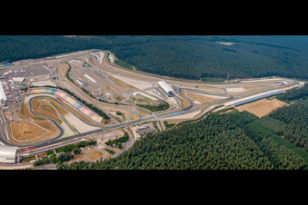 Aerial view of Hockenheimring. Motodrom in Hockenheim in the state Baden-Wuerttemberg, Germany