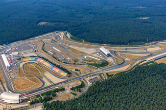 Aerial photograpy of Hockenheimring. Motodrom in Hockenheim in the state Baden-Wuerttemberg, Germany