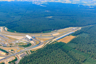 Oblique view of Hockenheimring. Motodrom in Hockenheim in the state Baden-Wuerttemberg, Germany