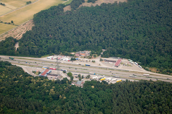 Motorway service area on the edge of the course of BAB highway 5 Heidelberg Sued in the district Sankt Ilgen in Sandhausen in the state Baden-Wurttemberg