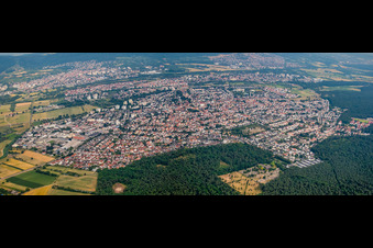 View of the town from the west in Sandhausen in the state Baden-Wuerttemberg, Germany