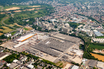 Aerial view of Technical facilities in the industrial area Eternit factory in the district Leimen in Heidelberg in the state Baden-Wurttemberg, Germany