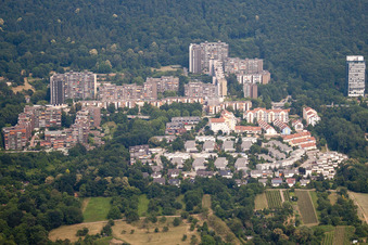 Drone recording of HD-Emmertsgrund in the district Emmertsgrund in Heidelberg in the state Baden-Wuerttemberg, Germany