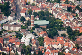 Aerial view of St. John's Church in the district Rohrbach in Heidelberg in the state Baden-Wuerttemberg, Germany