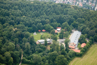 Aerial photograpy of Forest Pirate Camp in the district Rohrbach in Heidelberg in the state Baden-Wuerttemberg, Germany