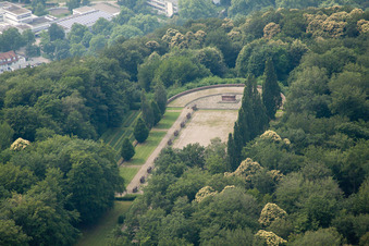 Aerial photograpy of Cemetery of Honor in the district Königstuhl in Heidelberg in the state Baden-Wuerttemberg, Germany