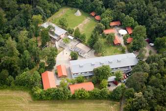 Forest Pirate Camp in the district Rohrbach in Heidelberg in the state Baden-Wuerttemberg, Germany out of the air