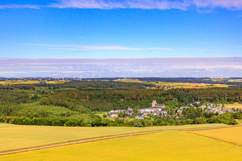 Village view from the east in Ravengiersburg in the state Rhineland-Palatinate, Germany