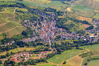 Aerial view of View of the town from the west in Bockenau in the state Rhineland-Palatinate, Germany