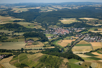 Rail and near from the west in Staudernheim in the state Rhineland-Palatinate, Germany