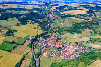 Village - view on the edge of agricultural fields and farmland in Alsenz in the state Rhineland-Palatinate, Germany