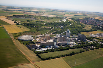 Aerial view of Dyckerhoff cement plant in Göllheim in the state Rhineland-Palatinate, Germany