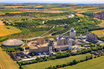 Concrete and building material mixing plant of Dyckerhoff GmbH, Plant Göllheim in the Industriepark Nord district in Göllheim in the state Rhineland-Palatinate, Germany