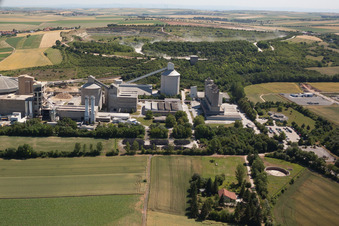 Oblique view of Dyckerhoff cement plant in Göllheim in the state Rhineland-Palatinate, Germany