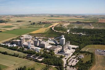 Dyckerhoff cement plant in Göllheim in the state Rhineland-Palatinate, Germany from above
