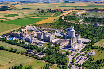 Aerial view of Concrete and building material mixing plant of Dyckerhoff GmbH, Plant Göllheim in the Industriepark Nord district in Göllheim in the state Rhineland-Palatinate, Germany