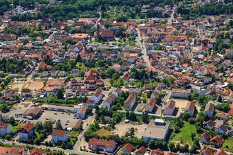 Aerial view of Pestalozzistr in Eisenberg in the state Rhineland-Palatinate, Germany