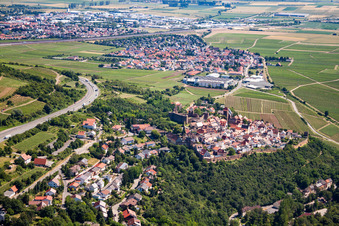 Aerial view of From the west in Neuleiningen in the state Rhineland-Palatinate, Germany