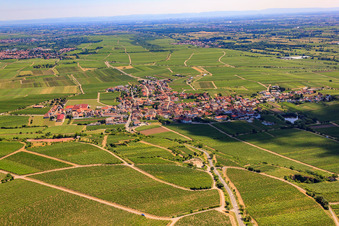 Wine-growing village between vineyards from the west in Kallstadt in the state Rhineland-Palatinate, Germany