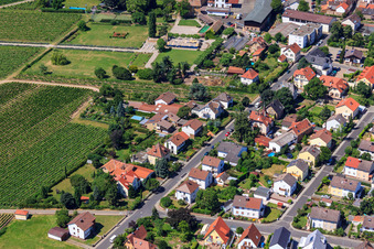 Aerial photograpy of Bahnhofstr in Wachenheim an der Weinstraße in the state Rhineland-Palatinate, Germany
