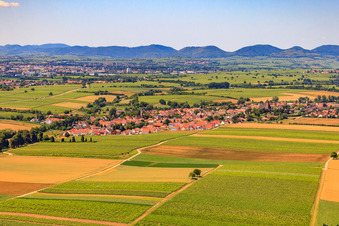 Village view from the northeast in Essingen in the state Rhineland-Palatinate, Germany