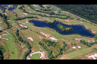 Grounds of the Golf course at Golfanlage Landgut Dreihof in Essingen in the state Rhineland-Palatinate from the plane